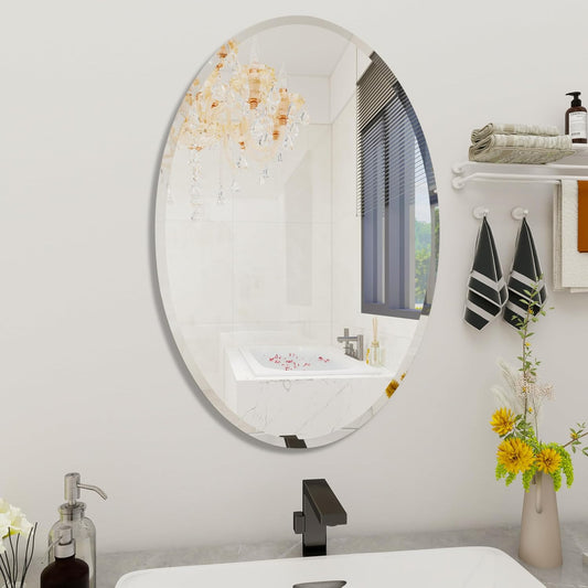 Oval Bathroom Mirror, 24X36 inch Oval Frameless Mirror, Frameless Mirrors for Bathroom,Beveled Bathroom Mirror.
