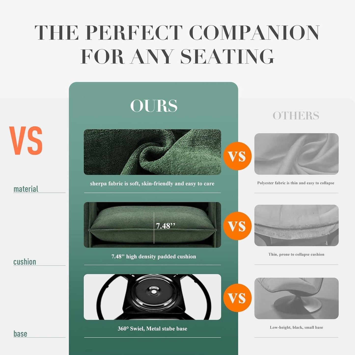 COLAMY Swivel Accent Chair, 34 Inches Wide Upholstered Arm Chair with Plump Back Pillow, Modern Sofa Living Room Chair for Bedroom, Corner, Reading Nook-Green