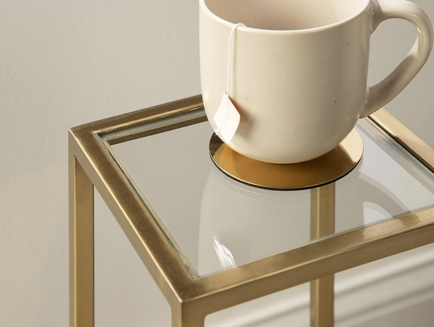 Kate and Laurel Jaspur Modern Drink Table, Gold, Decorative Glam Accent Table for Display and Storage