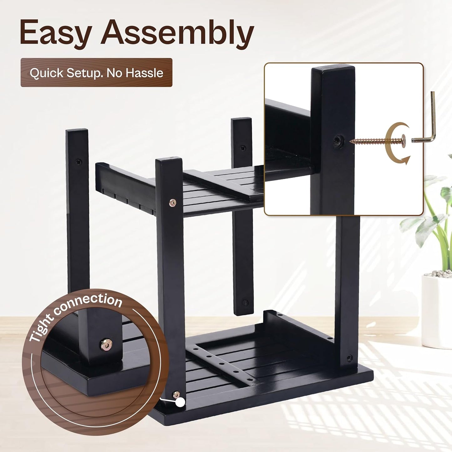 Adirondack Side Table – Weather-Resistant Rectangular End Table for Patio, Garden, Lawn, or Living Room | Indoor & Outdoor Wood Side Table, Rustic Style (Black)