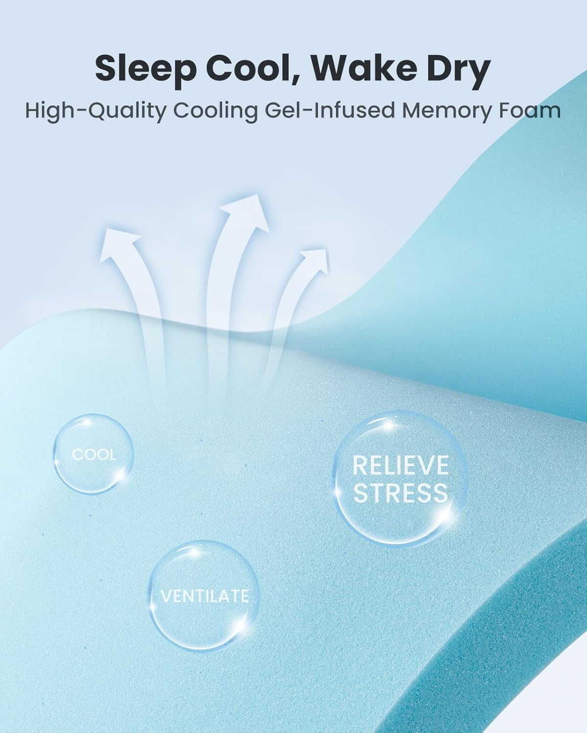 Dreamsmith Twin XL Mattress Topper - 3 Inch Cooling Gel Memory Foam Mattress Pad for Pressure Relief, Bed Topper with Removable Washable Soft Cover Non-Slip, CertiPUR-US & Oeko-Tex Certified