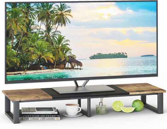 aboxoo 47" TV Riser for 32-60 inch TV, TV Riser Stand Shelf, Tabletop TV Stand Riser, Computer Monitor Table for Home Living Room, Study Office (Brown)