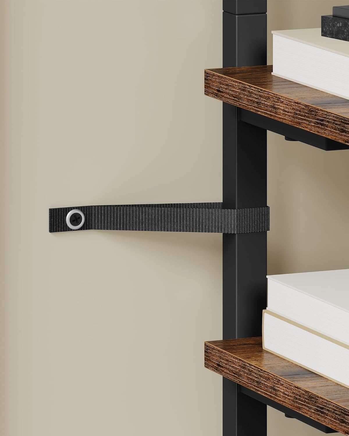 8-Tier Bookshelf, LED Bookcase with Semi-Open Bottom, Small Space Standing Shelf with Lights, Corner Storage Stand, for Living Room, Home Office, Bedroom, Rustic Brown TSJ08DBF