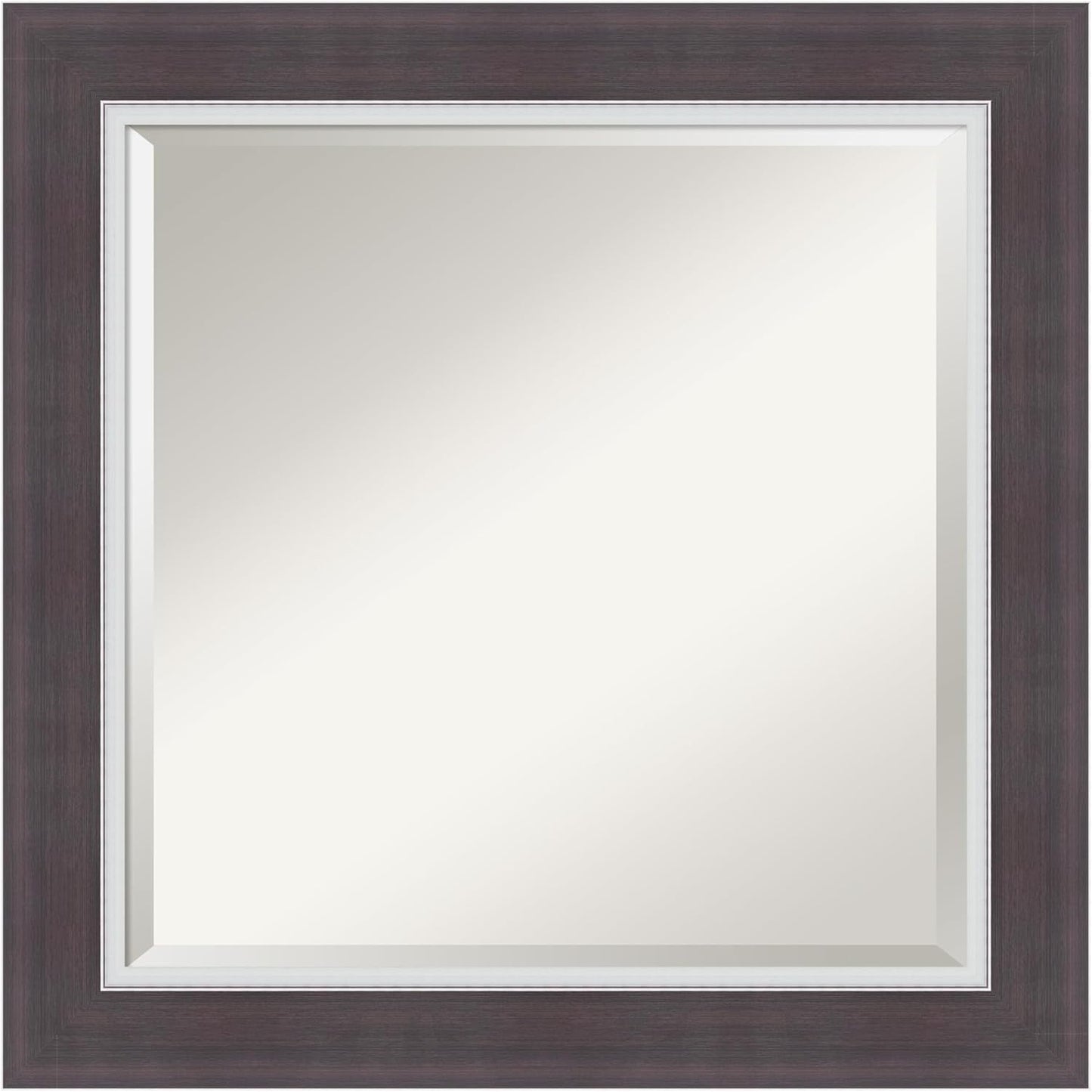 Amanti Art Brown Wall Mirror 26x26 Ellie Brown Silver Square Bathroom Mirror for Wall Decor Living Room, Medium Modern Frame, Hangs Horizonally and Vertically, Bathroom Decor, Beveled Edge
