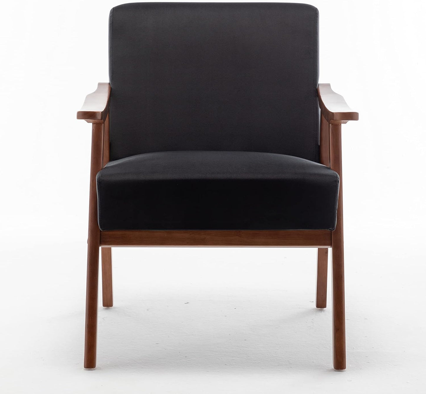 Container Furniture Direct Accent Chair with Microfiber Upholstery and Solid Wood Frame, Classic Mid-Century Modern Living Room Furniture for Extra Seating, Black