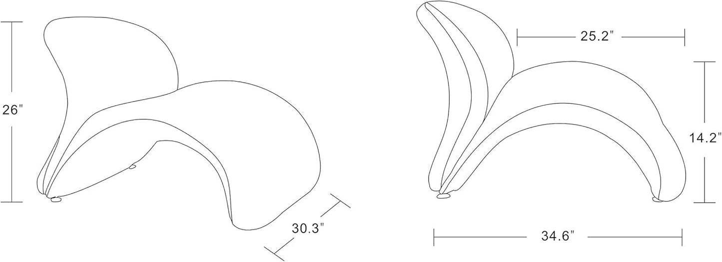 Manhattan Comfort Rosebud Modern Accent Chair Upholstered in Wool Blend, Ideal for Pop Living Room Usage, Abstract Lounge Seat with Metal Legs, Fully Assembled, Set of 2, Yellow