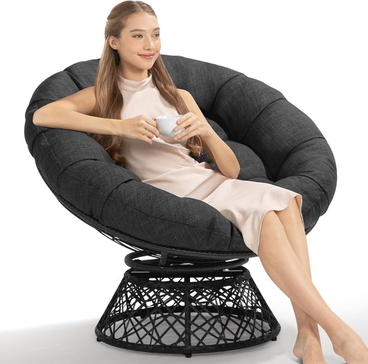 Bme 40" Ergonomic Wicker Papasan Chair