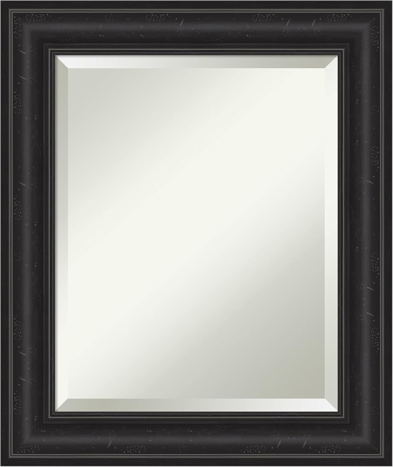 Amanti Art Black Bathroom Mirror for Over Sink, 26x22 Shipwreck Black Rectangle Vanity Mirror, Small Rustic Farmhouse Frame, Hangs Horizonally and Vertically, Bathroom Wall Decor, Beveled Edge