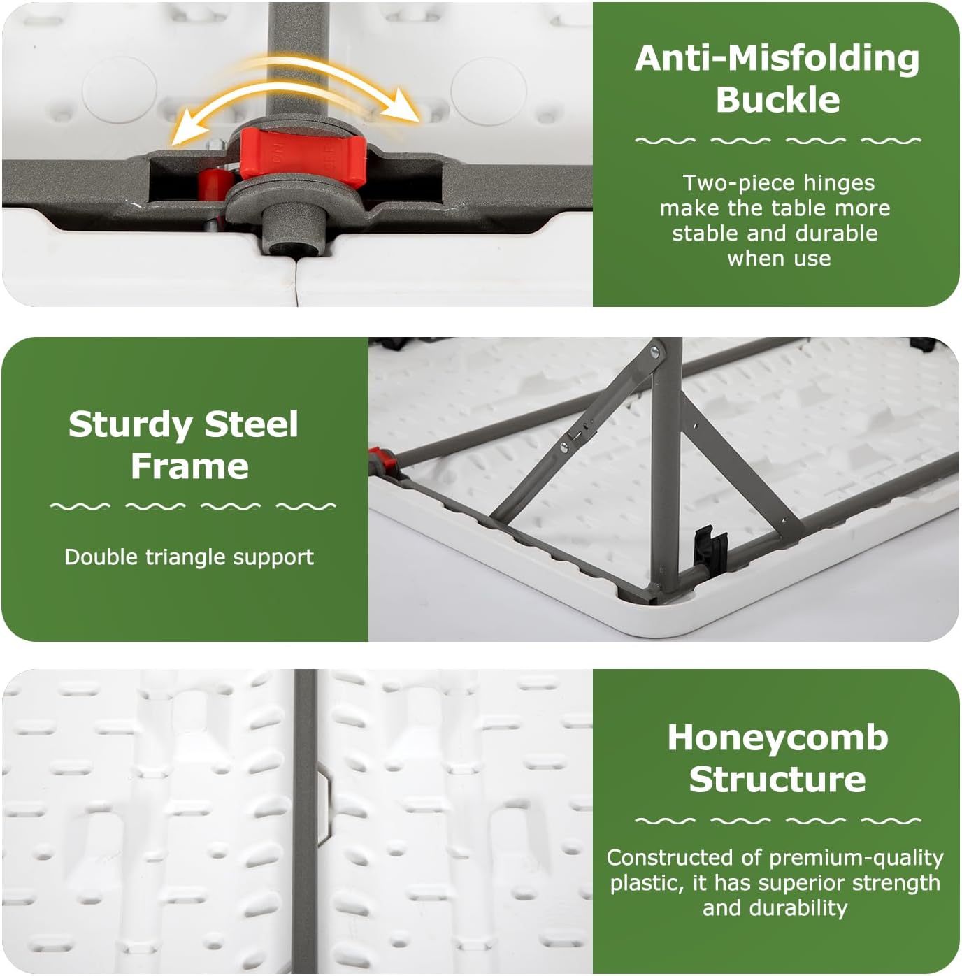 BestOffice Outdoor 34" Folding Card Table Plastic Table Portable Square Height Dining Table Perfect for Picnics,Parties,Party and Camping, White