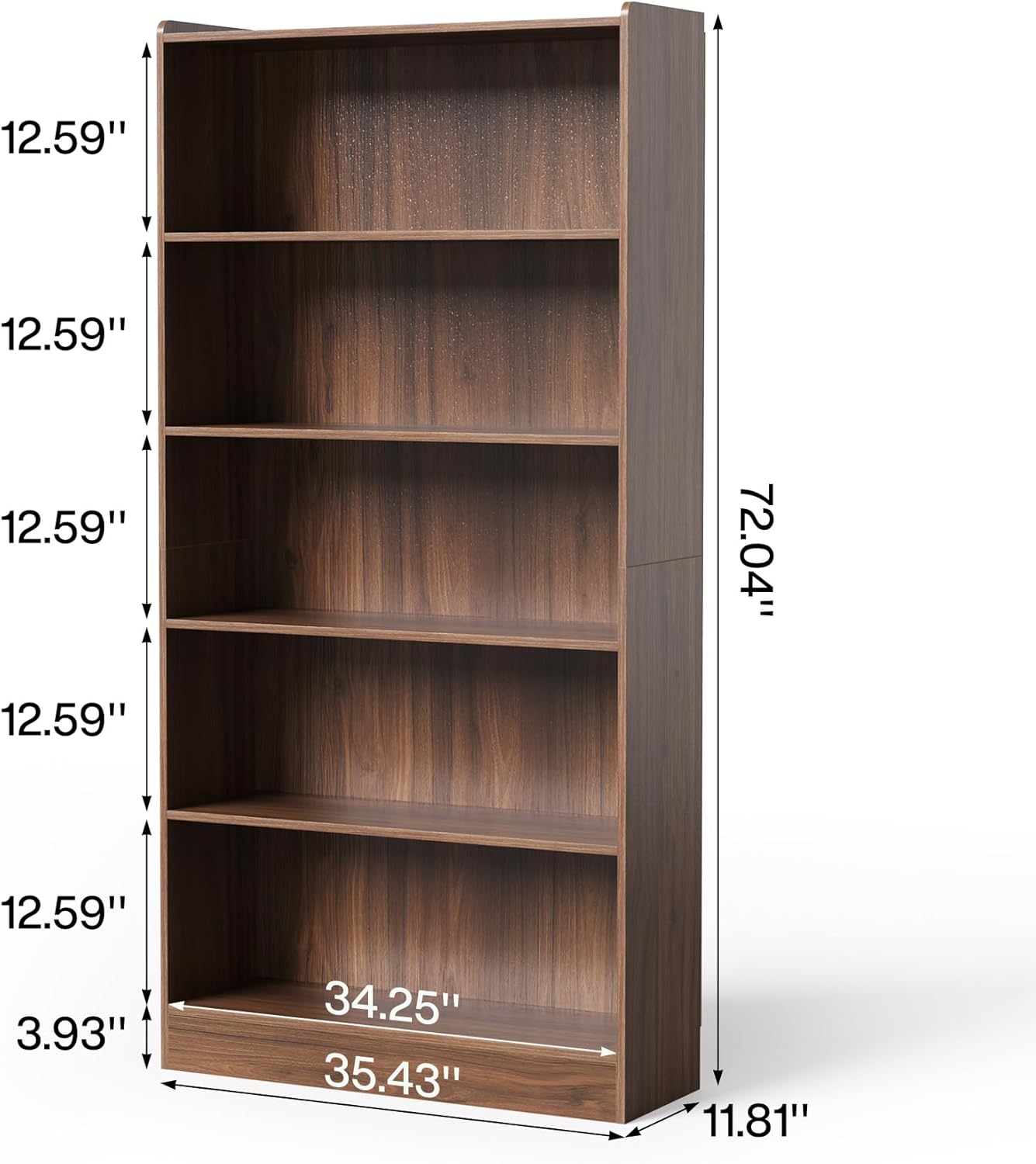 LITTLE TREE 72-Inch Tall Bookcase, 6-Tier Wooden Large Bookshelf, Wide Bookcase Bookshelves, Freestanding Modern Display Shelving Unit for Living Room, Bedroom, Office, Rustic Brown