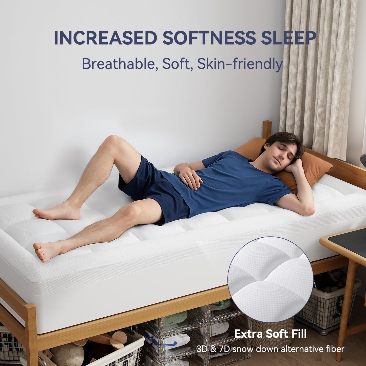 ELEMUSE Twin XL Dual Layer 3 Inch Memory Foam Mattress Topper for College Dorm Room Essentials, 2 Inch Cooling Gel Memory Foam and 1 Inch Washale Soft Pillow Top Extra Long Twin Mattress Pad Cover