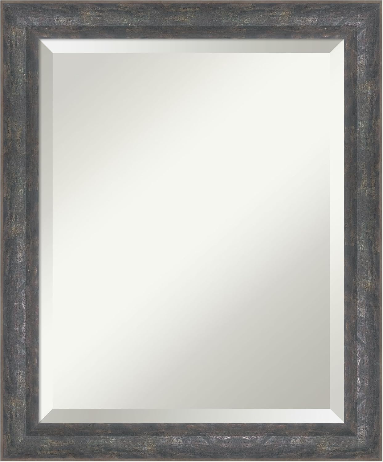 Amanti Art Grey Wall Mirror 23x19 Angled Metallic Rainbow Rectangle Bathroom Mirror for Wall Decor Living Room, Small Modern Contemporary Wood Frame, Hangs Horizonally and Vertically, Bathroom Decor
