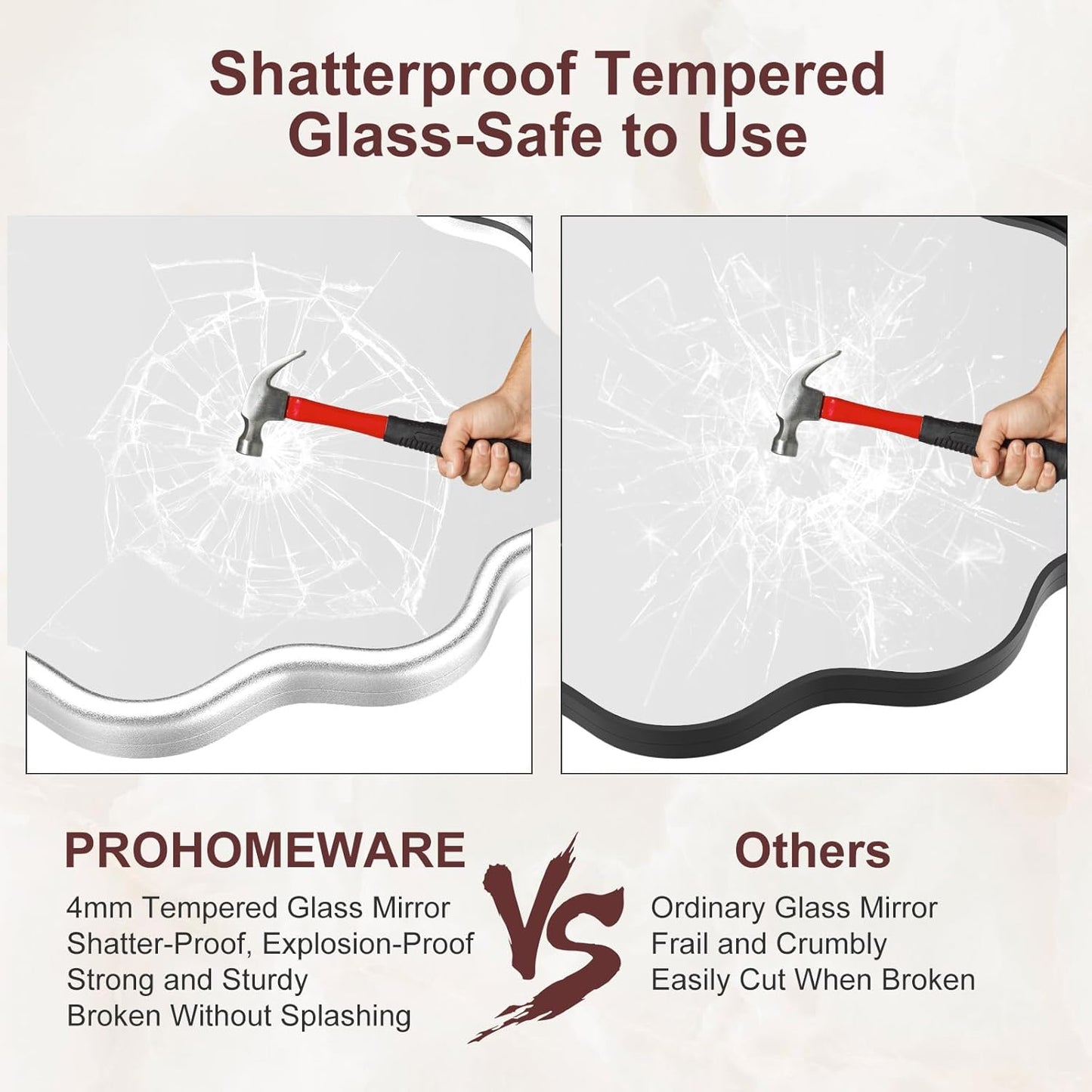 PROHOMEWARE White Round Mirror 28 Inch Wavy Bathroom Vanity Mirror White Frame Modern Wall Mirror Decorative Wall-Mounte Anti-Rust, Tempered Glass