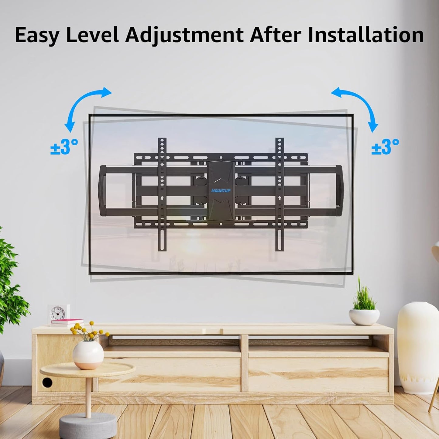 MOUNTUP Heavy Duty TV Wall Mount for 47-90 inch Large TVs, Holds 200 lbs, Full Motion TV Mount with Articulating Extension, Swivel & Tilt, Preassembled, Max VESA 800x400mm, Fits 16-24" Studs, MU0015