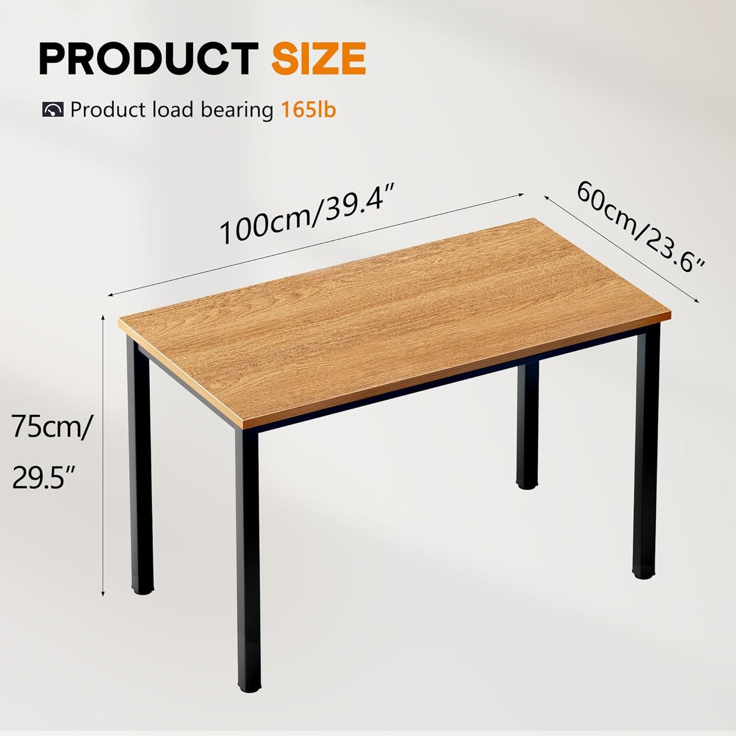 DlandHome 39 inches Small Computer Desk for Home Office Activity Table Writing Table for Small Spaces Study Table Student Laptop Desk Teak and Black DND-AC3BB-100