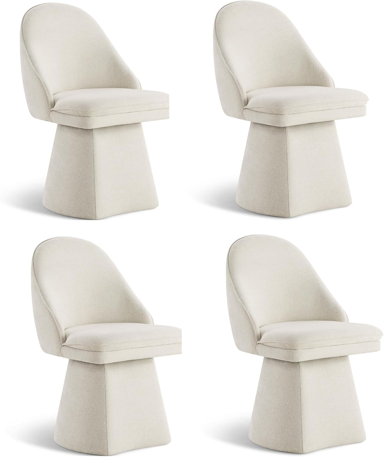 Swivel Dining Chairs Modern Desk Chair Upholstered Linen Fabric Side Chair for Kitchen Dining Room Bedroom,Linen,4 Box