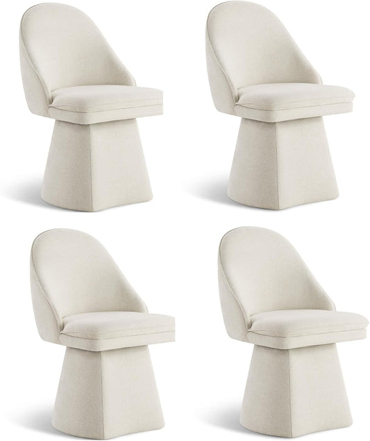 Swivel Dining Chairs Modern Desk Chair Upholstered Linen Fabric Side Chair for Kitchen Dining Room Bedroom,Linen,4 Box