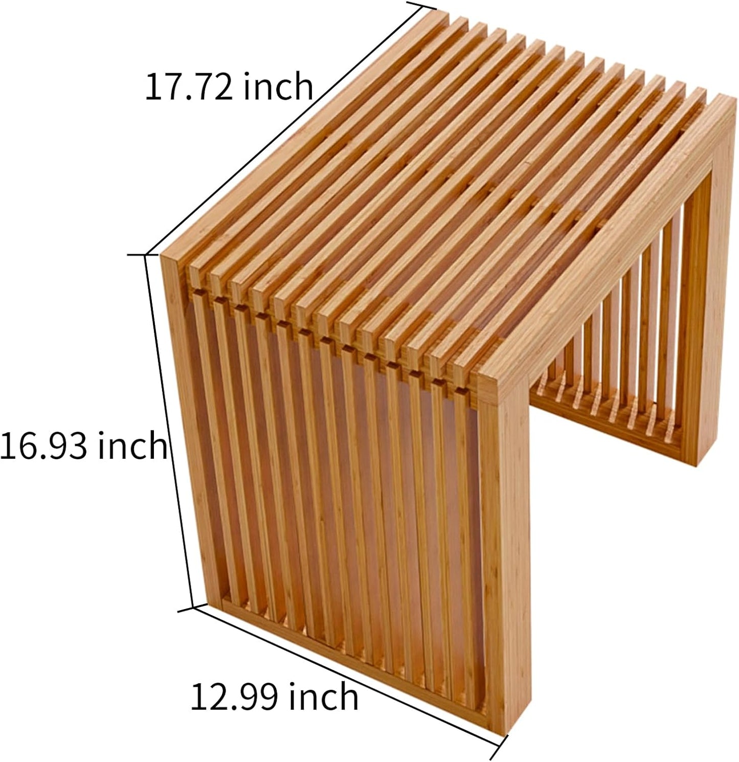 Bamboo Dining Bench Indoor Small Bench Entryway Shoe Rack Bench,Outdoor Modern Wood Benches 17 Inch for Living Room Hallway Bedroom Bathroom Nature Small