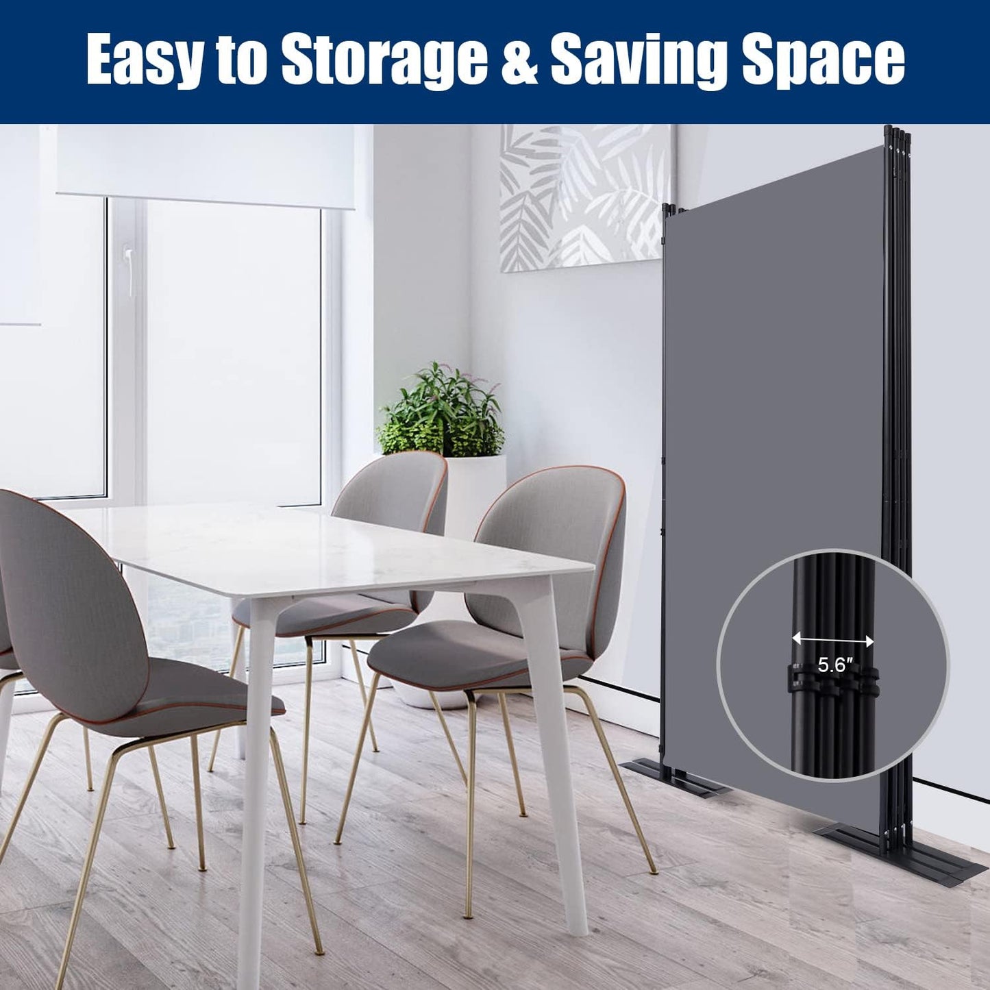 Room Divider 6FT Portable Room Dividers and Folding Privacy Screens, 136'' W Fabric Divider for Room Separation, 4 Panel Partition Room Dividers Freestanding Wall Divider Screen for Dorm Studio Office