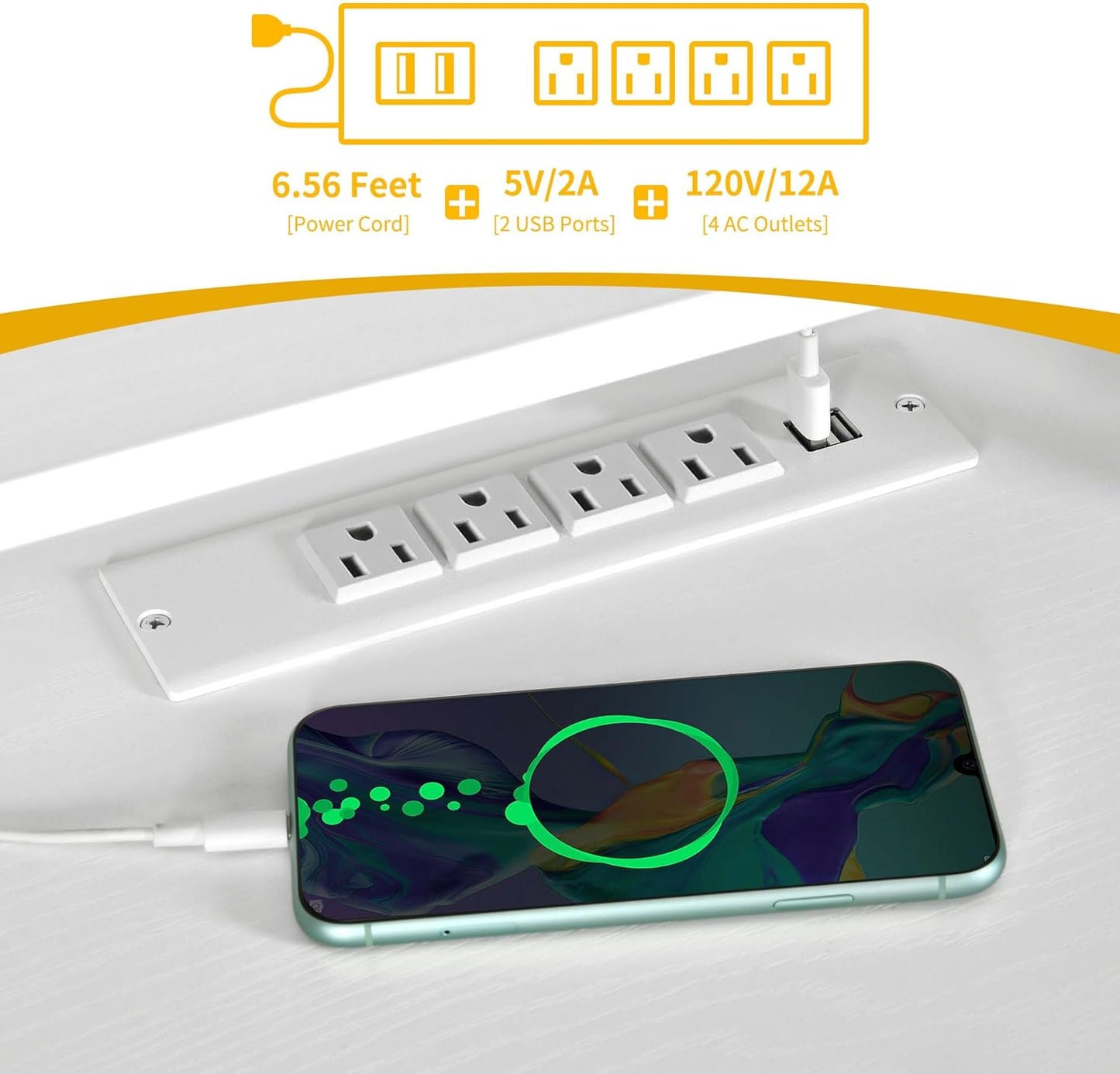 DWVO Computer Desk with Drawers & Hutch, 59.1" Office Desk with Power Outlets & LED Lights, Home Office Desk with Storage Shelves, White