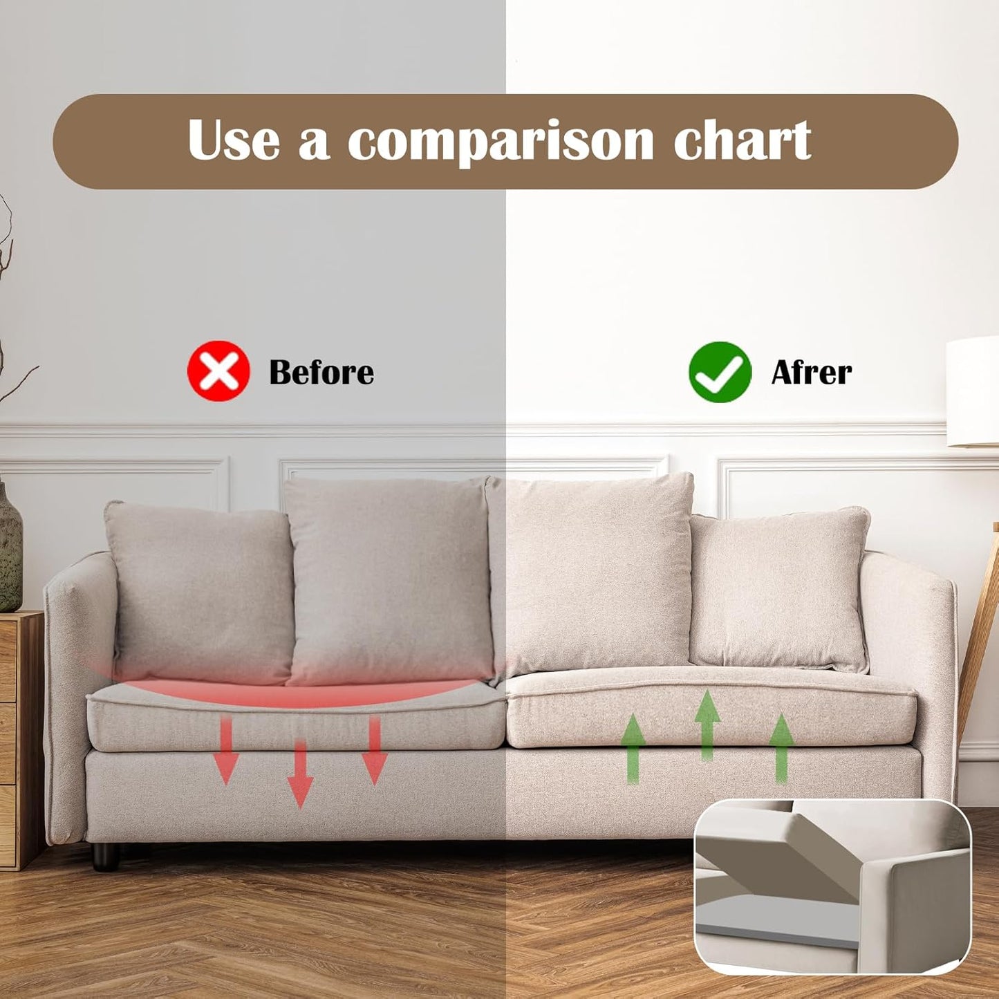 3 Pcs Couch Cushion Support for Sagging Cushion 20" x 20" 40D High Density Cushion Support Board Replacement Gray Sofa Cushion Support