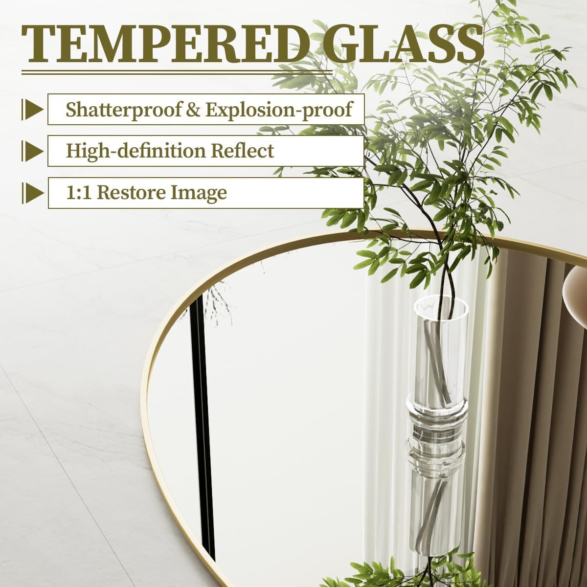 Koonmi Gold Oval Bathroom Mirror, 30"x40" Bathroom Vanity Mirror, Oval Mirror for Bedroom Living Room Entryway, Hangs Horizontal or Vertical