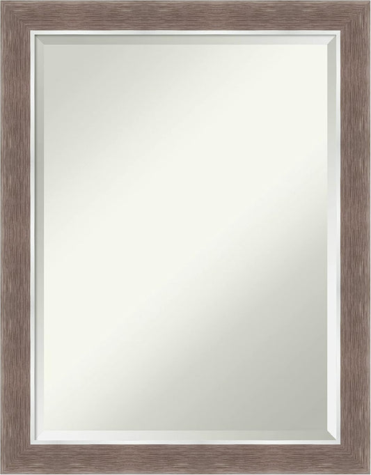 Amanti Art Brown Wall Mirror 28x22 Noble Mocha Rectangle Bathroom Mirror for Wall Decor Living Room, Medium Casual Frame, Hangs Horizonally and Vertically, Bathroom Decor, Beveled Edge from WI, USA