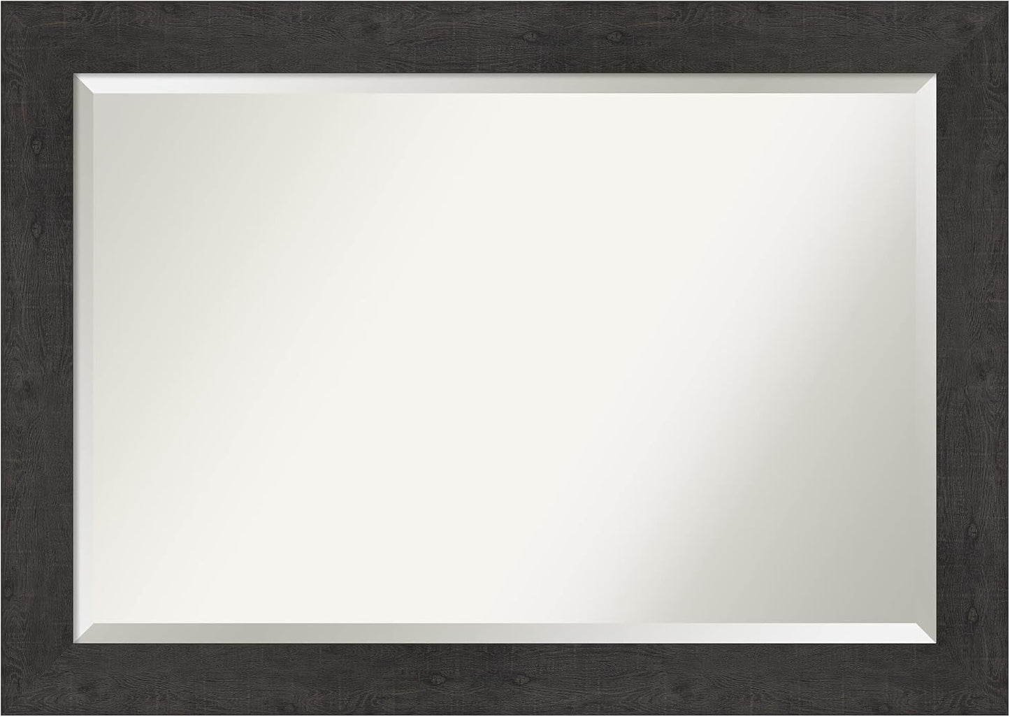 Amanti Art Brown Bathroom Mirror for Over Sink, 30x42 Rustic Plank Espresso Rectangle Vanity Mirror, Large Rustic Farmhouse Frame, Hangs Horizonally and Vertically, Bathroom Wall Decor, Beveled Edge