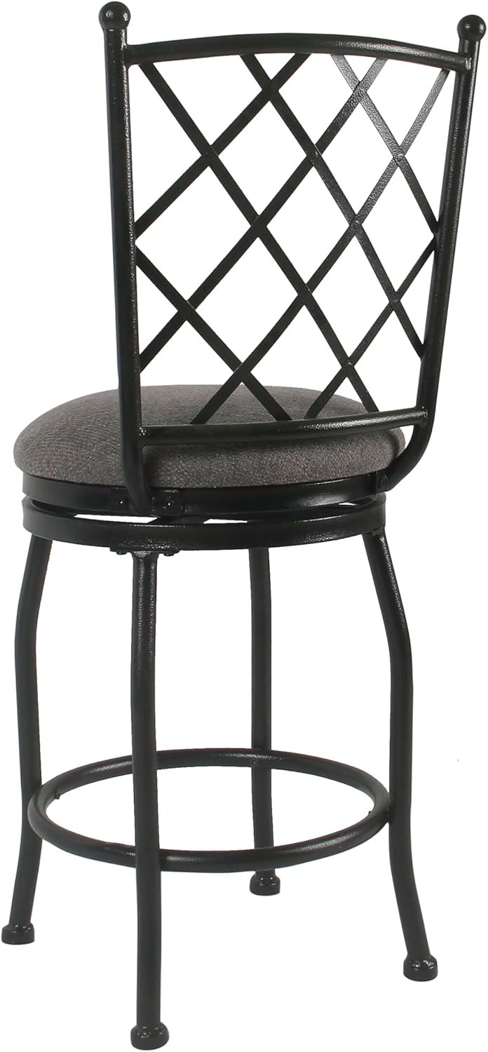 HomePop Home Decor | Metal Counter Height Bar Stools | 24" Bar Stools with Back | Decorative Home Furniture (Gray Woven)