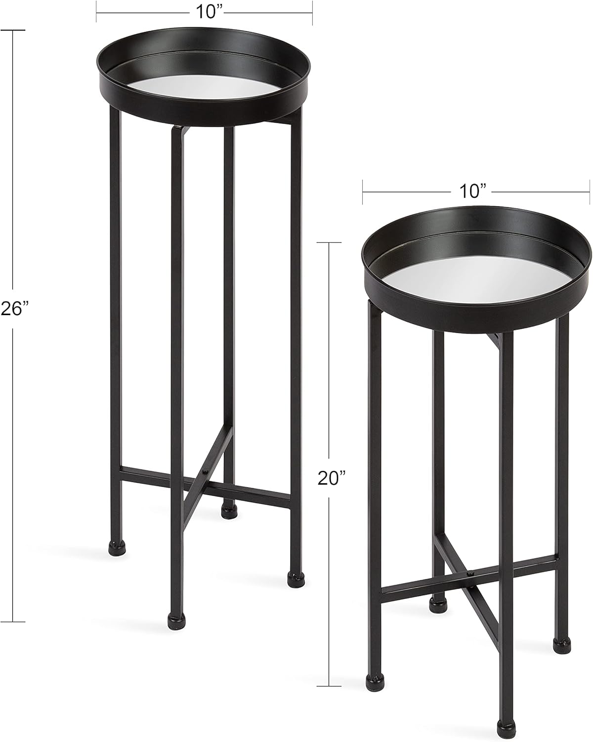 Kate and Laurel Celia Modern Side Table; Set of 2; Black; Sophisticated Metal End Tables for Storage and Display