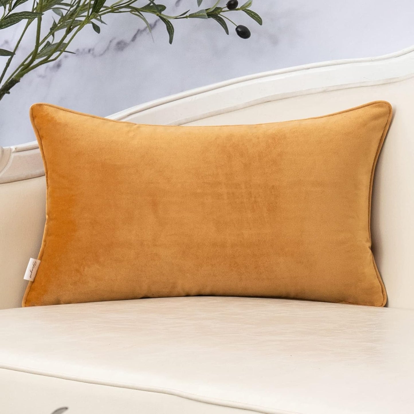 Yangest Orange Yellow Throw Pillow Cover Wavy Cushion Cover Modern Zippered Rectangular Pillowcase for Sofa Couch Bedroom Living Room Home, 12x20 Inch