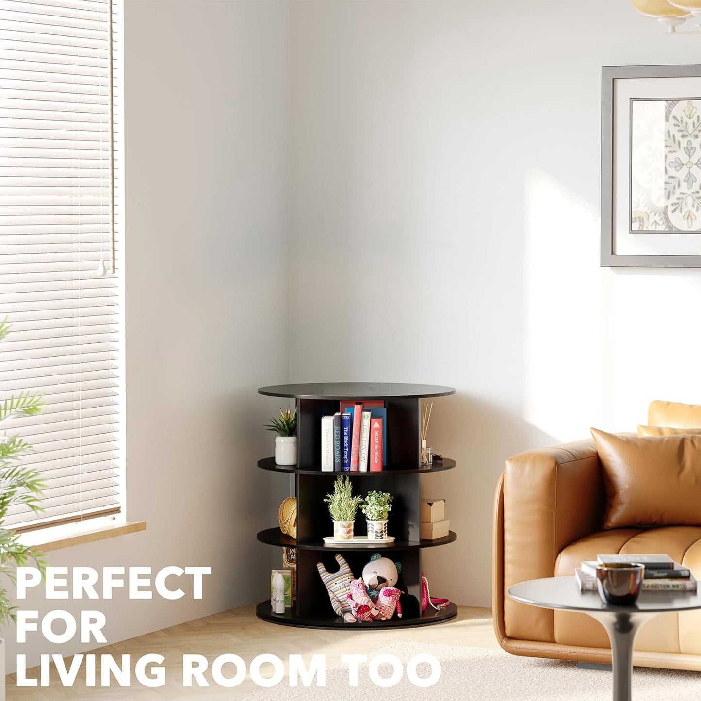 SpaceAid 3 Tier Rotating Shoe Rack Tower, Spinning Shoe Display Lazy Susan, Revolving 360 Shoe Rack Storage Round Carousel, Vertical Handbag Rotate Shoes Closet Organization (3-Tier Black)