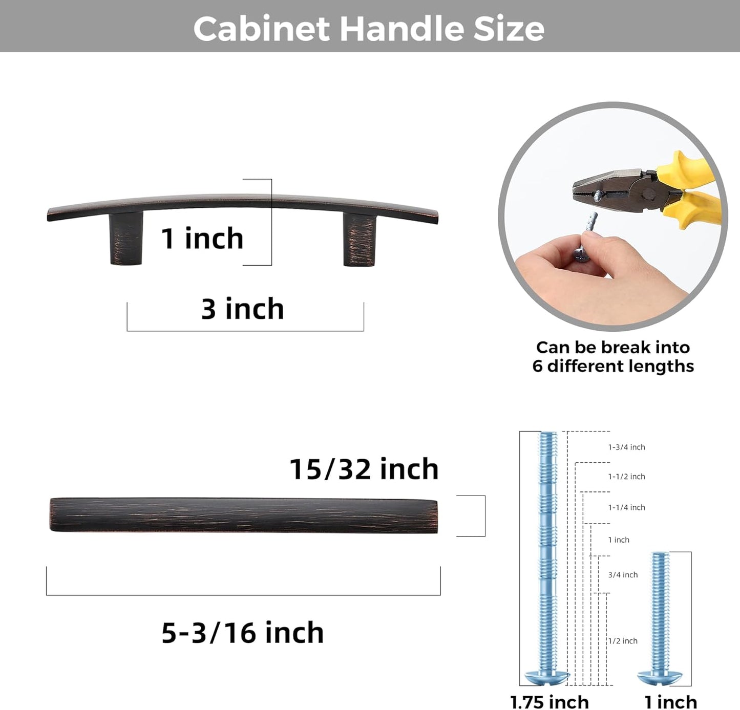25 Pack Cabinet Handles 3" Hole Center - Curved Cabinet Pulls Oil Rubbed Bronze Drawer Pulls for Kitchen Cupboard Solid Hardware for Dresser Drawer Arch Hardware