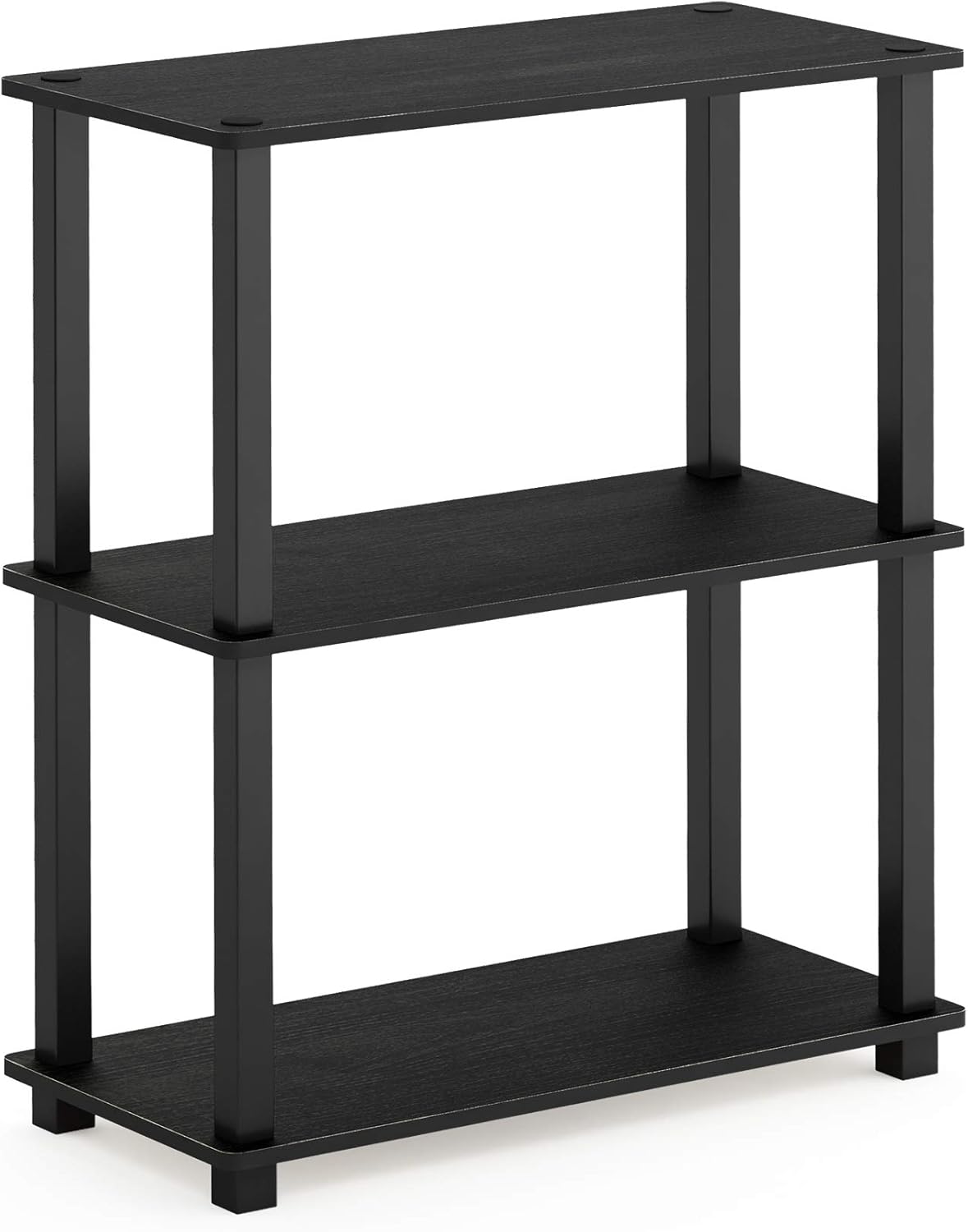 Furinno Turn-S-Tube 3-Tier Compact Multipurpose Shelf Display Rack with Square Tube, Americano/Black
