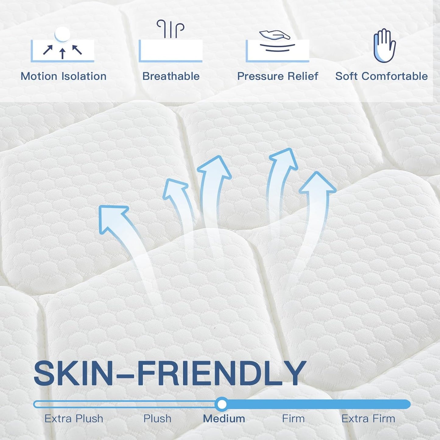 Queen Size 10 Inch Gel Memory Foam Mattress with Individual Pocket Spring for Pressure Relief & Motion Isolation, Premier Comfort Night Sleep, Medium Firm Hybrid Queen Mattress in a Box