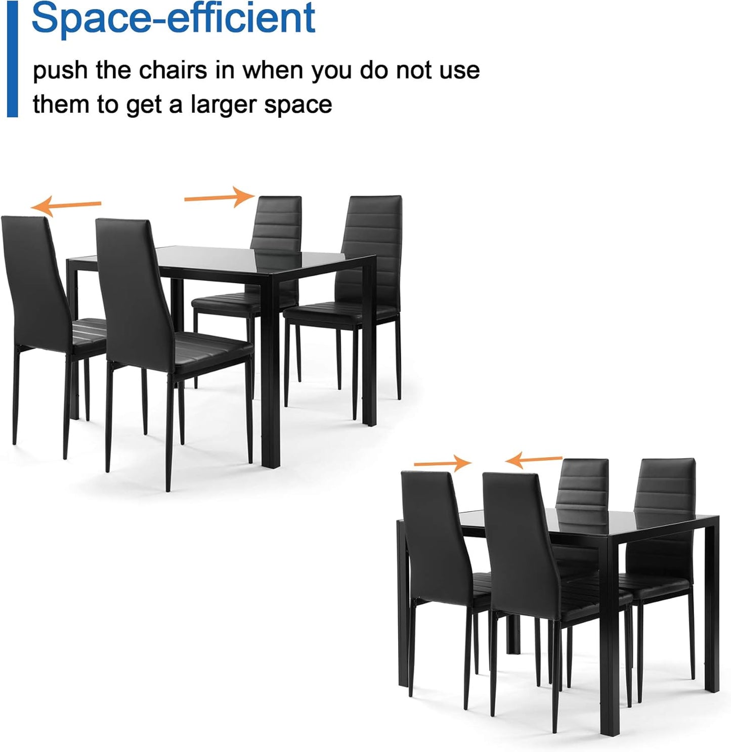 Ball & Cast 5 Pieces Dining Table Set with 4 Faux Leather Chairs,Wooden Living Room Furniture W/ 47.25" Rectangle Kitchen Desk,for Restaurant,Home Bistro,White