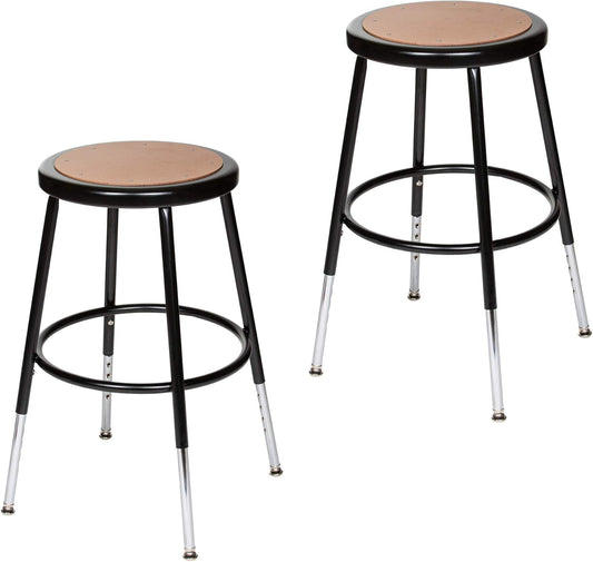 OEF Furnishings (2 Pack Height Adjustable Steel Stools, Black, 19-27"