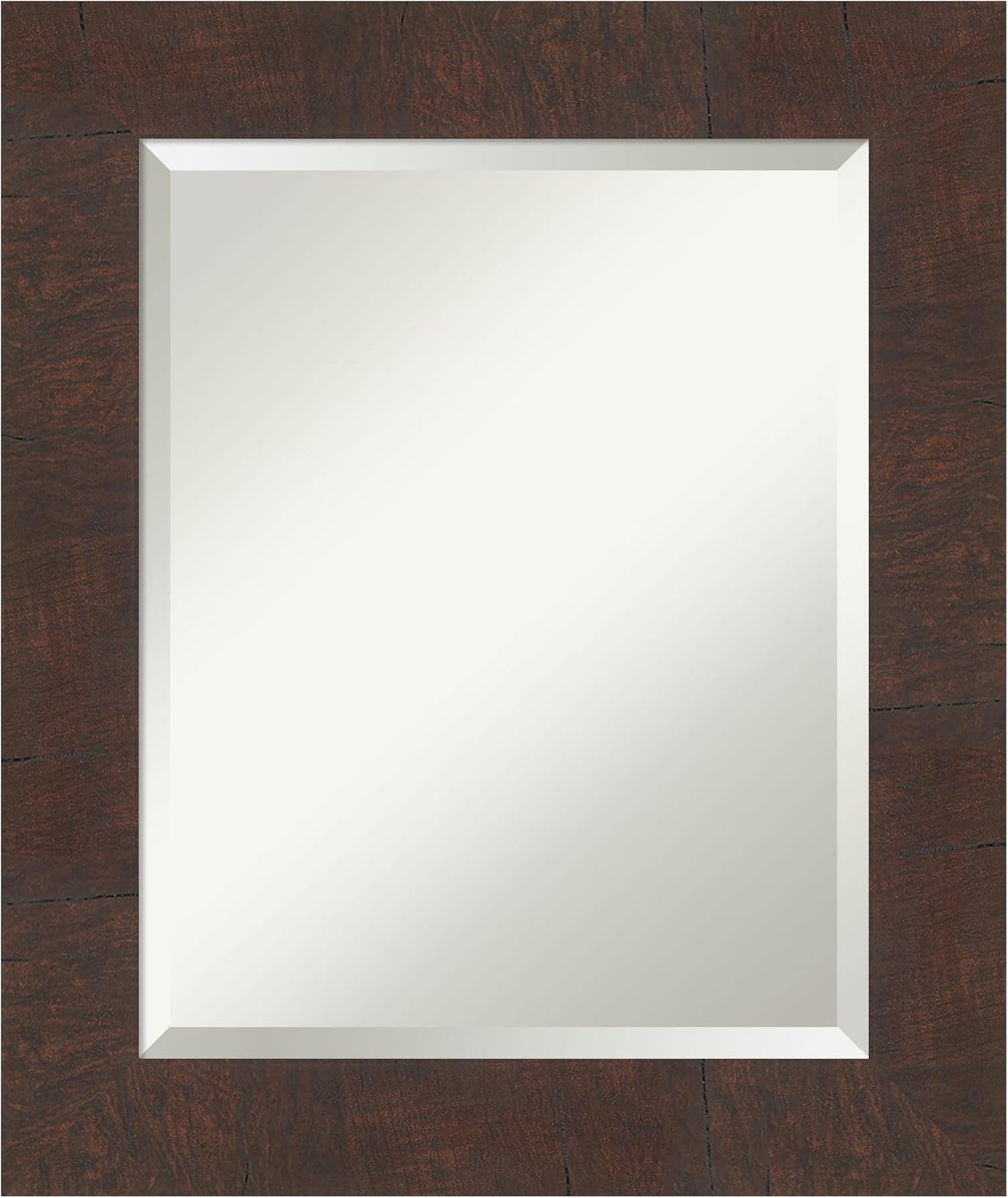 Amanti Art Brown Wall Mirror 25x21 Wildwood Brown Rectangle Bathroom Mirror for Wall Decor Living Room, Small Rustic Farmhouse Frame, Hangs Horizonally and Vertically, Bathroom Decor, Beveled Edge