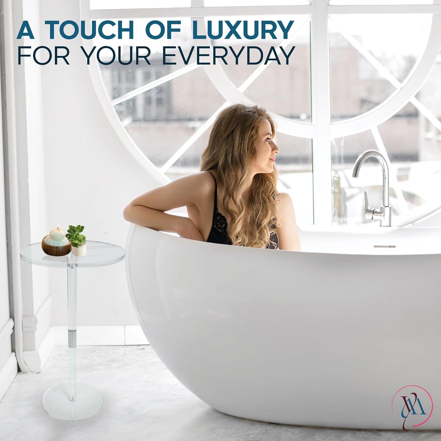 Clear Acrylic End Table – 10" W x 21.3" H Small Drink Stand – Modern Side Table for Living Room or Bedroom – Solaround Style – Minimalist Accent Furniture – Glass Look Nightstand