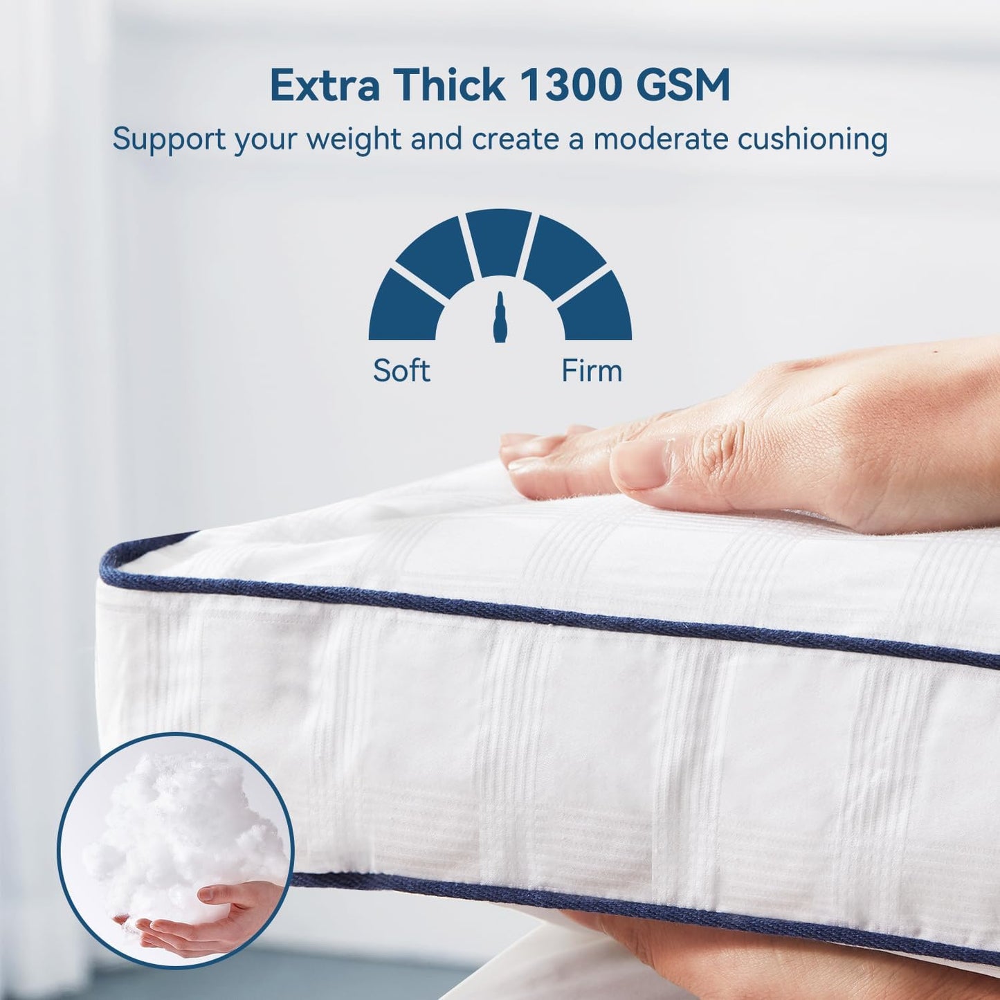 ELEMUSE King Cooling Mattress Topper, Extra Thick 1300gsm Mattress Pad for Back Pain Relief, Plush 500TC Cotton Pillow Top with Deep Pocket, Overfilled with Mixed Advansa Down Alternative Filling