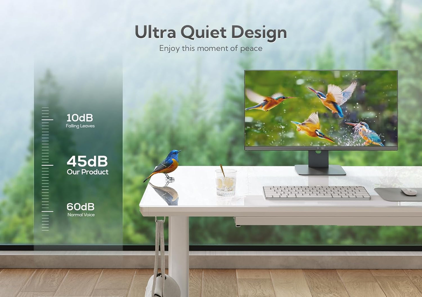 INNOVAR Wireless Charging Standing Desk with Drawers, Adjustable Height Electric Desk, 48 inch, Super White