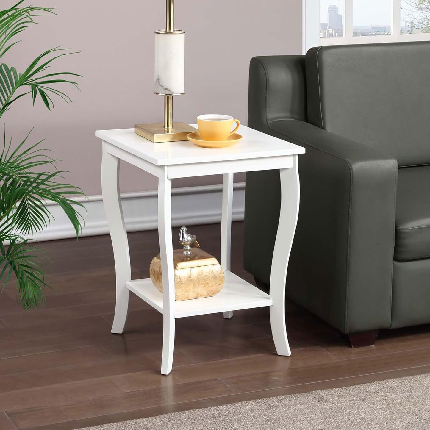 Convenience Concepts American Heritage Square End Table with Shelf, White