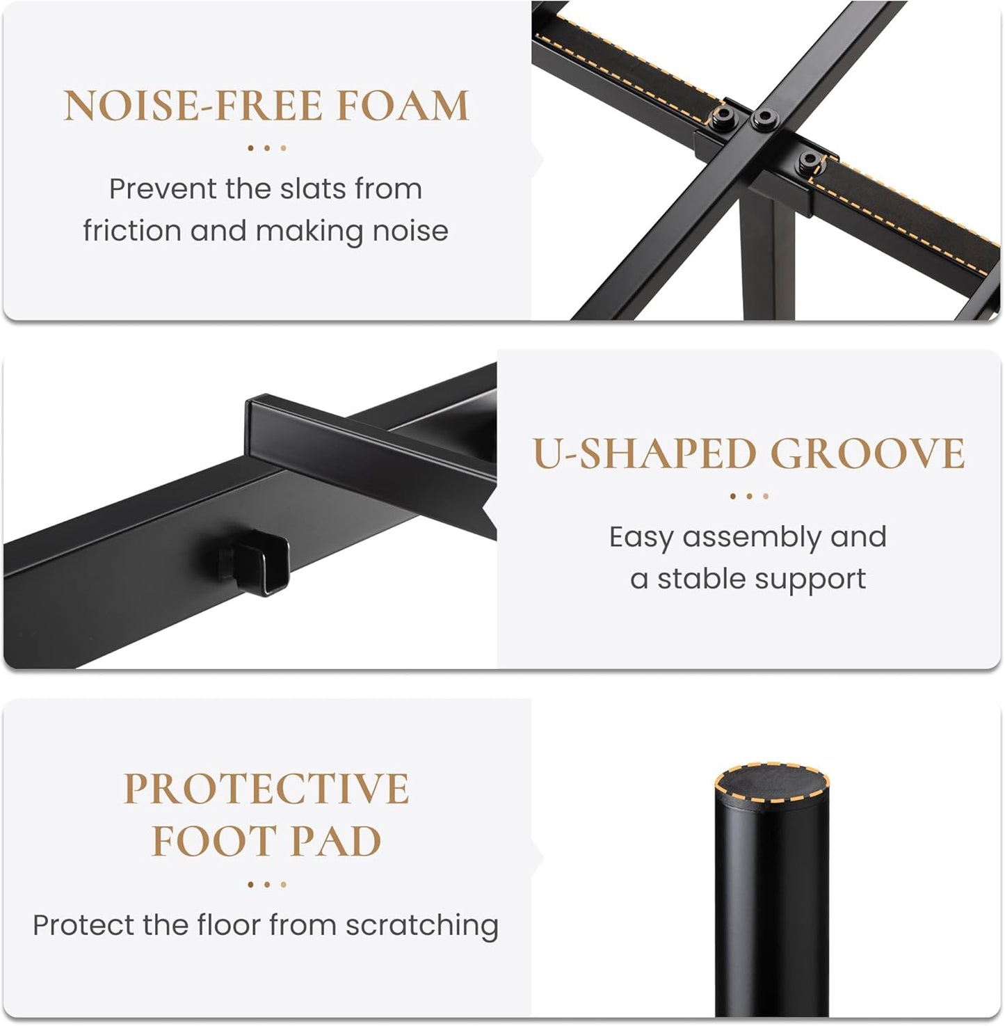 SHA CERLIN 14'' Full Size Metal Platform Bed Frame/Victorian Headboard and Footboard/Steel Slats Mattress Foundation for Storage/No Box Spring Needed/Noise Free/Black