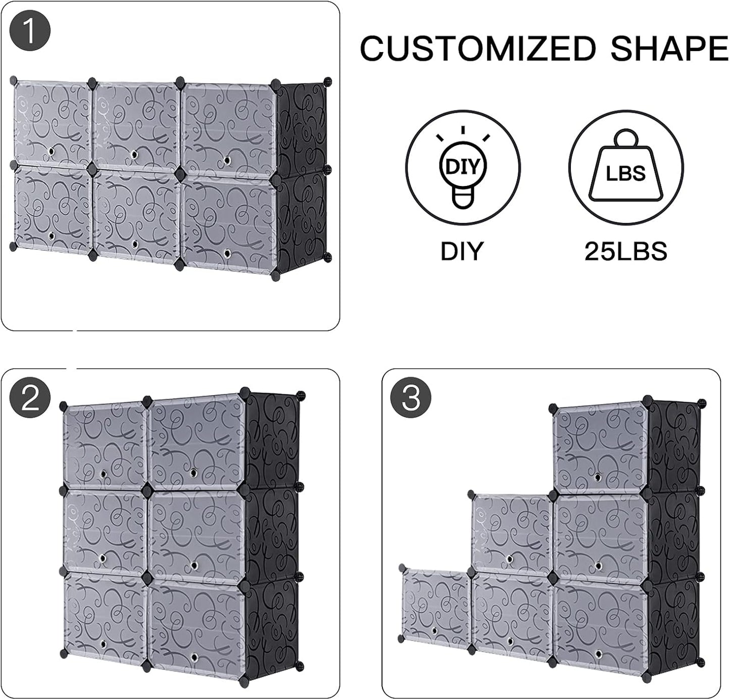 Shoe organizer Cabinet,24 Pair shoe rack organizer closet, DIY Narrow Standing Stackable Space Saver Shoe Cabinet with Doors