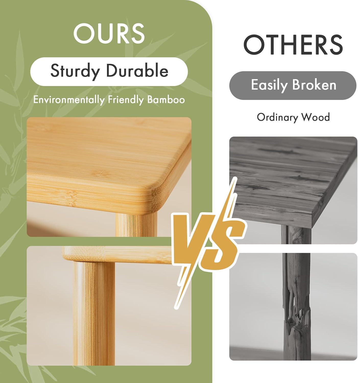 Amazer Bamboo TV Stand for 60 65 Inch TV, Entertainment Center with 3 Tier Open Storage Shelf, Wood TV Table for Living Room, Bedroom