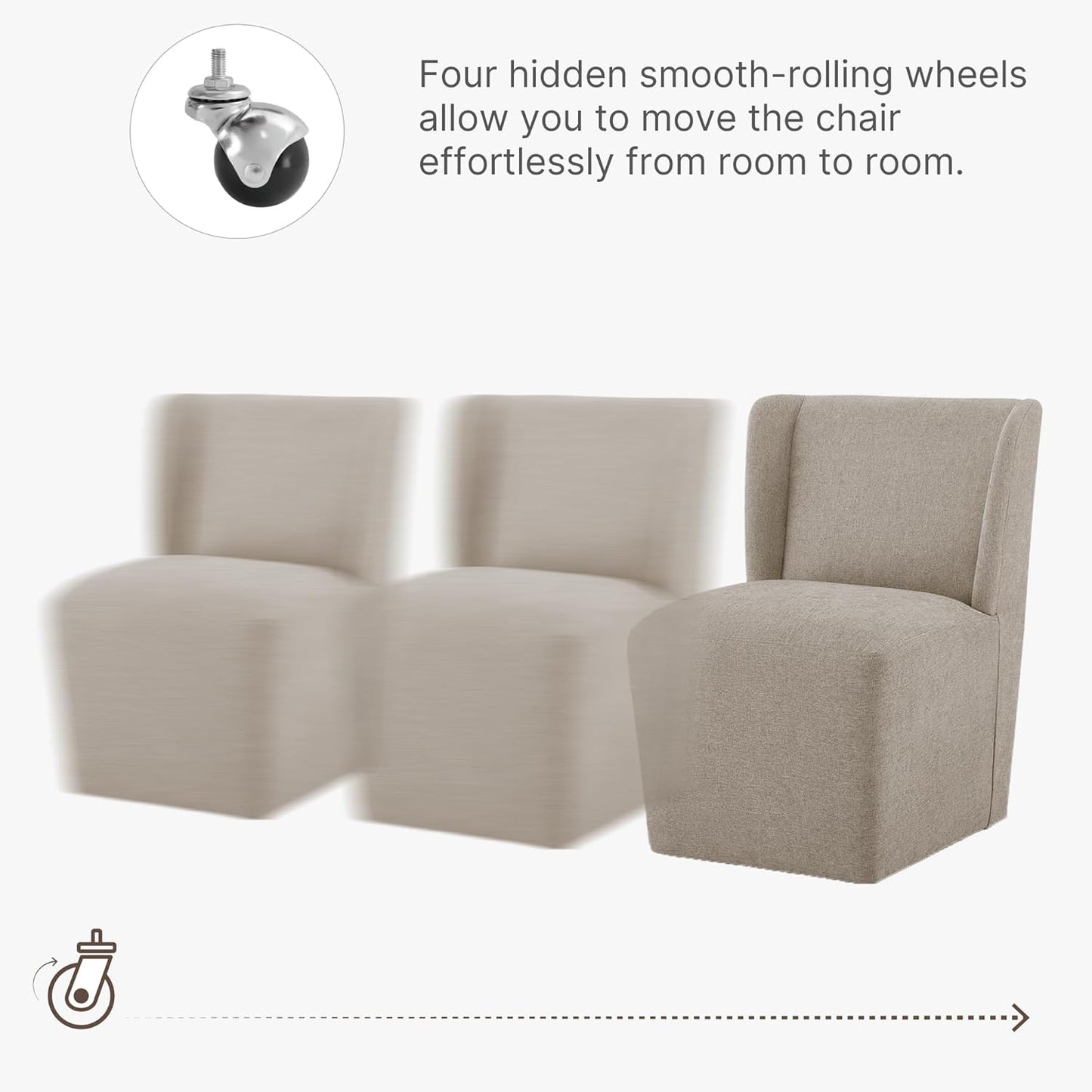 Dining Chairs with Casters Require Assembly Upholstered Wingback Single Sofa Armless Deskchair for Bedroom Waiting Room Kitchen Diningroom