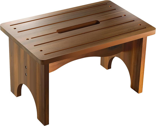 Wooden Step Stool for Adults, 9" Portable Wood Step Stool for Kids, Heavy Duty One Step Bedside Stool with 550 Lbs Load Capacity, Non-Slip White Foot Stool for Kitchen Bathroom Bedroom