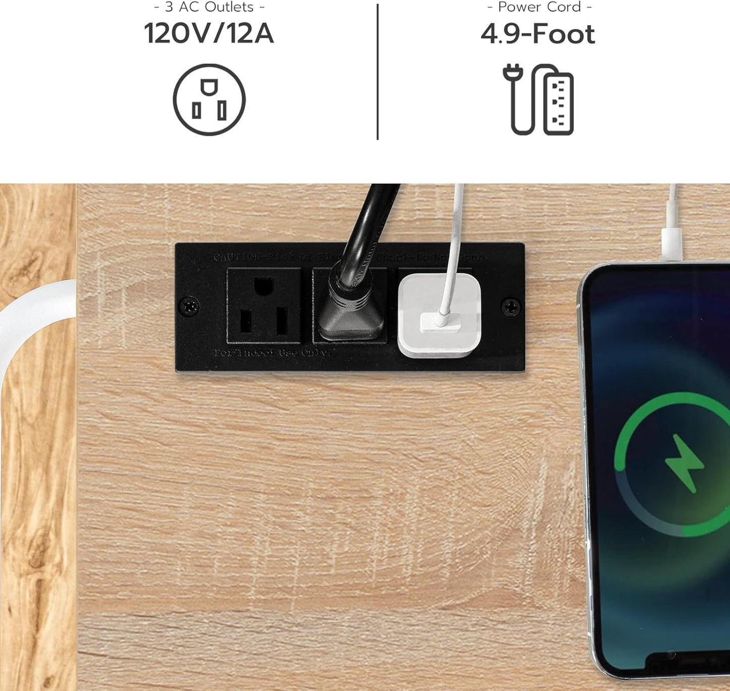 HOOBRO Kitchen Island with Power Outlet, Kitchen Storage Island with Spice Rack and Drawer, Rolling Kitchen on Wheels, for Home, Dining Room, Natural and White