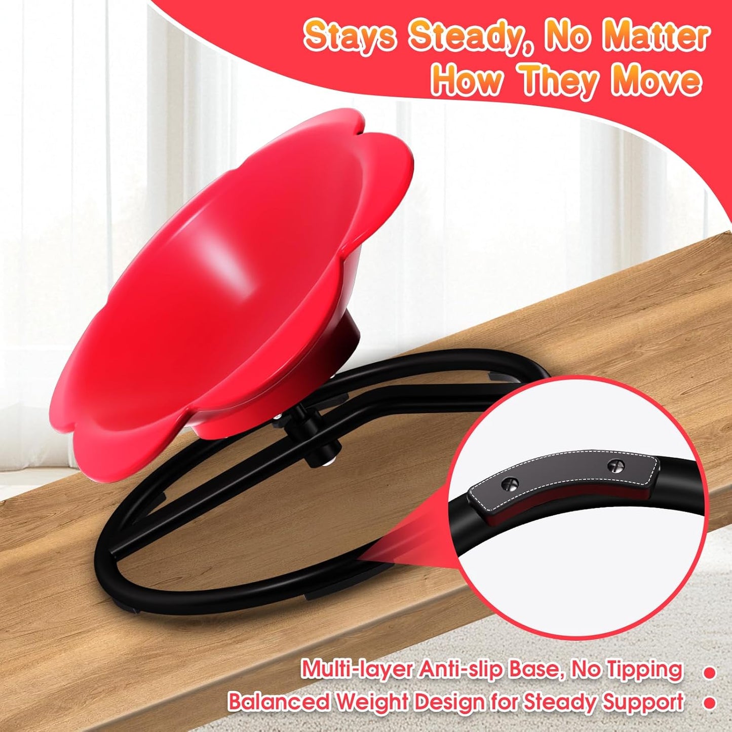 Lucky Flower Spinning Chair for Autism Kids, Sensory Swivel Chair Training Body Coordination, Sit and Spin Autism & ADHD Sensory Toys for Kids, Sensory Products Toys for Ages 3+ (Red)