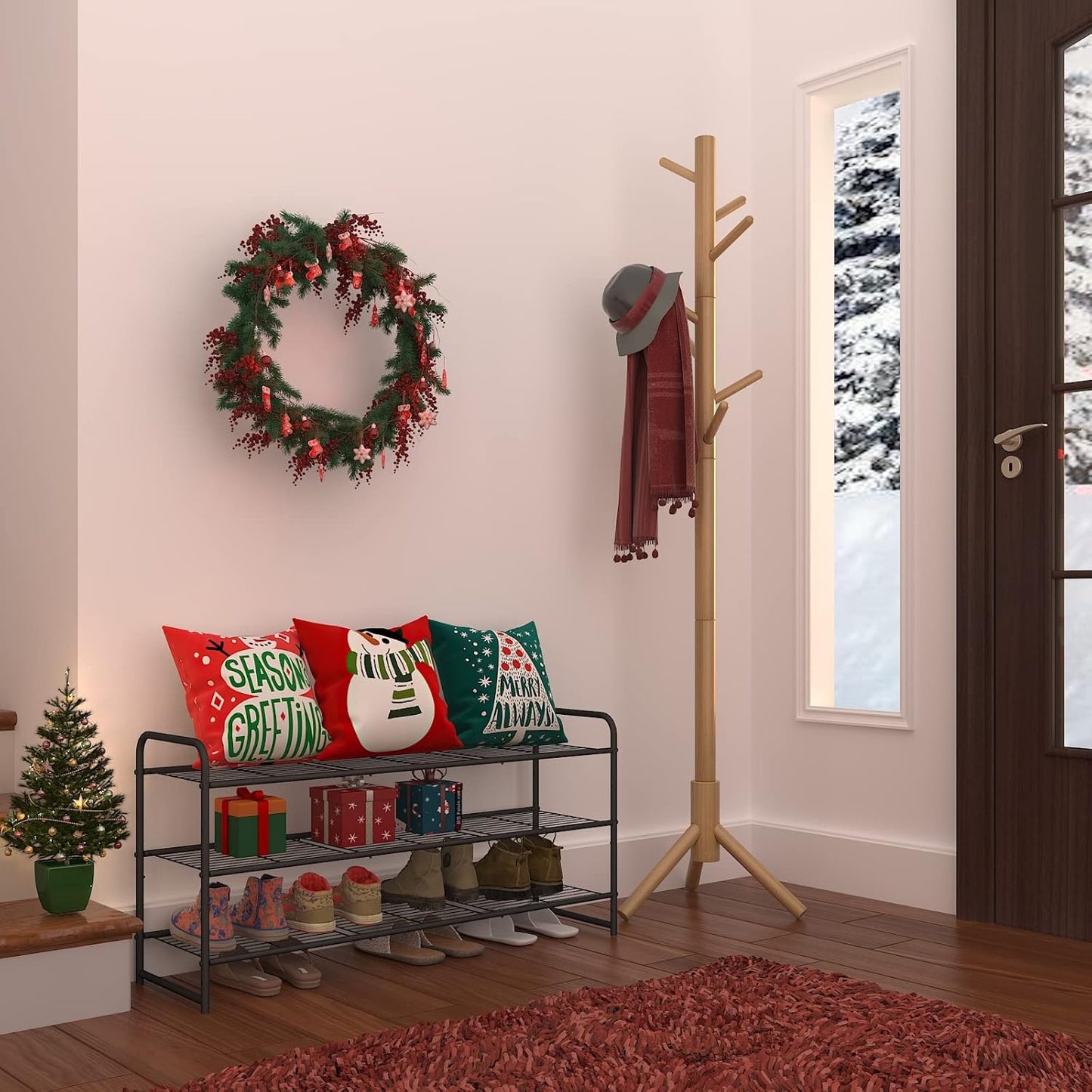 YMYNY Freestanding Shoe Racks, 3 Tiers Stackable & Adjustable Shoe Storage Shelf, Extra Large Capacity Shoe Organizer Stand for 20-24 Pairs, for Entryway, Closet, Bedroom, Black, 42.9" L, UHXJ302B